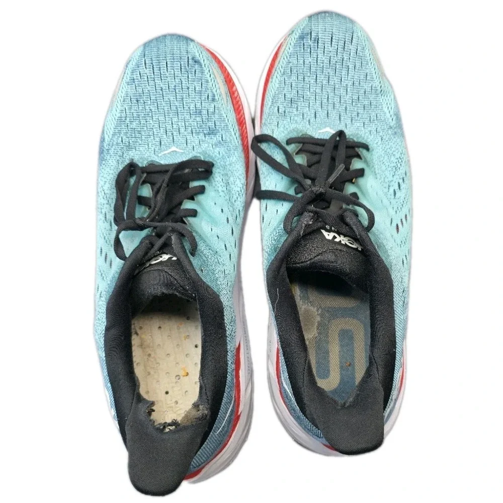 Hoka One One Clifton 8 Mens 12.2E 1121374 RTAR Blue Red Running Shoes Sneaker